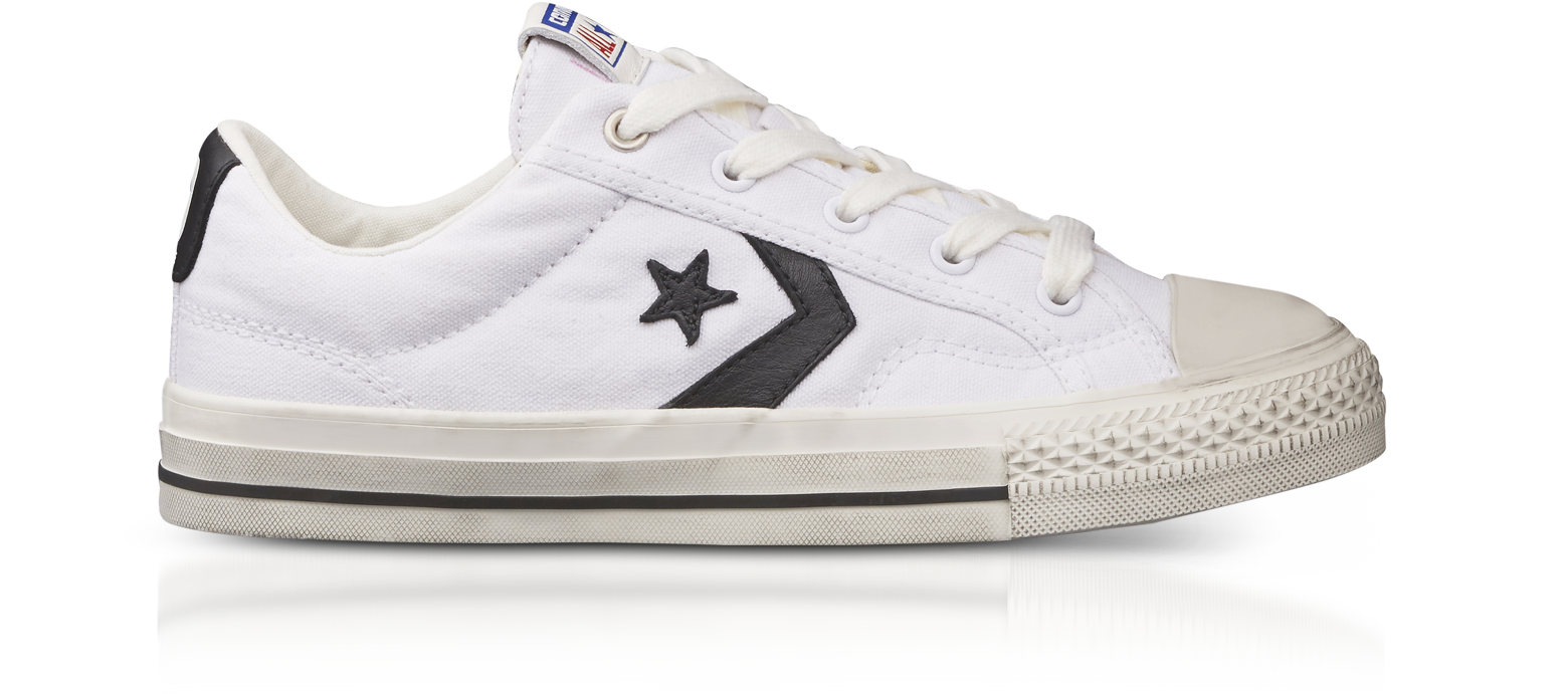 Converse Limited Edition White Star Player Distressed Ox Canvas Men's  Sneakers 9.5 (11.5 WOMENS US | 9.5 UK | 43 EU) at FORZIERI