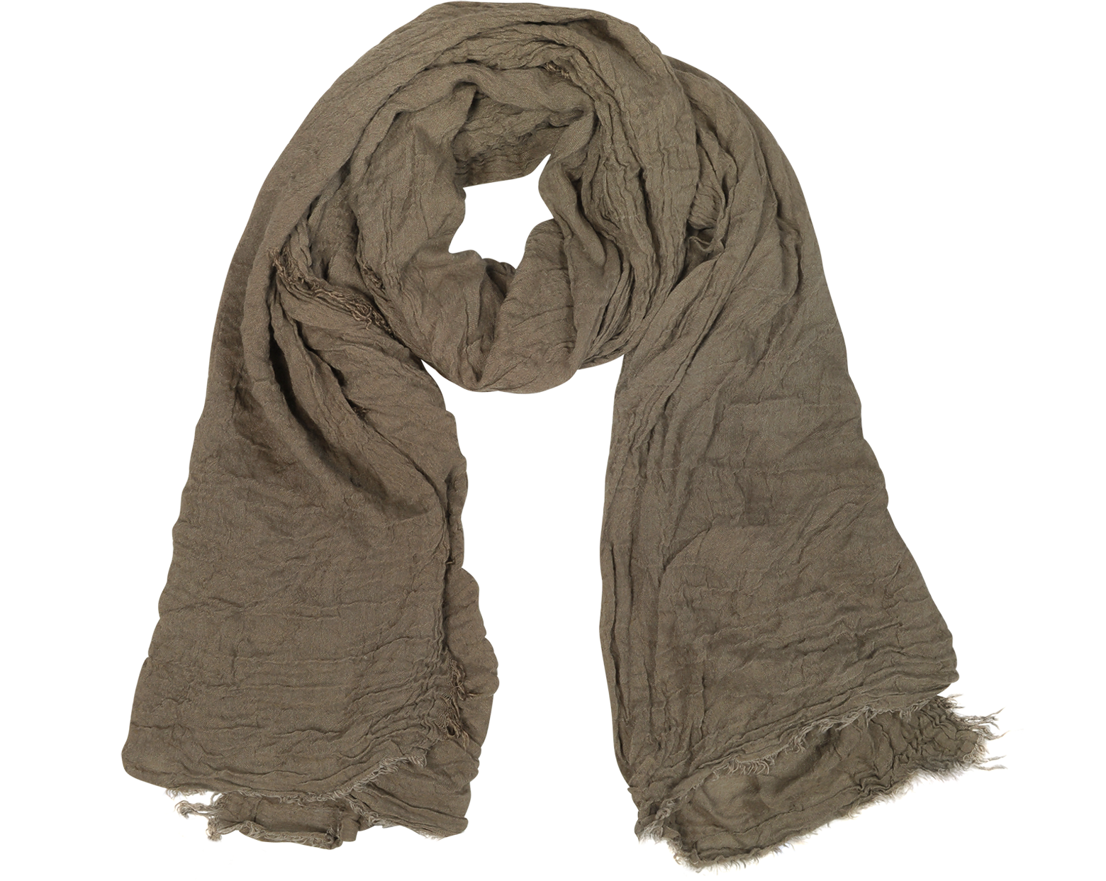 Coveri Collection Brown Woven Fringed Long Scarf at FORZIERI
