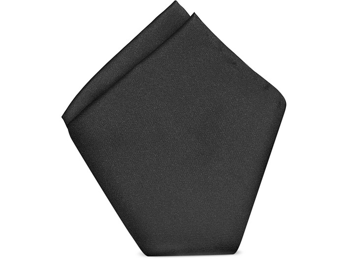 Black Satin Silk 27x27 cm Pocket Square - Coveri Collection