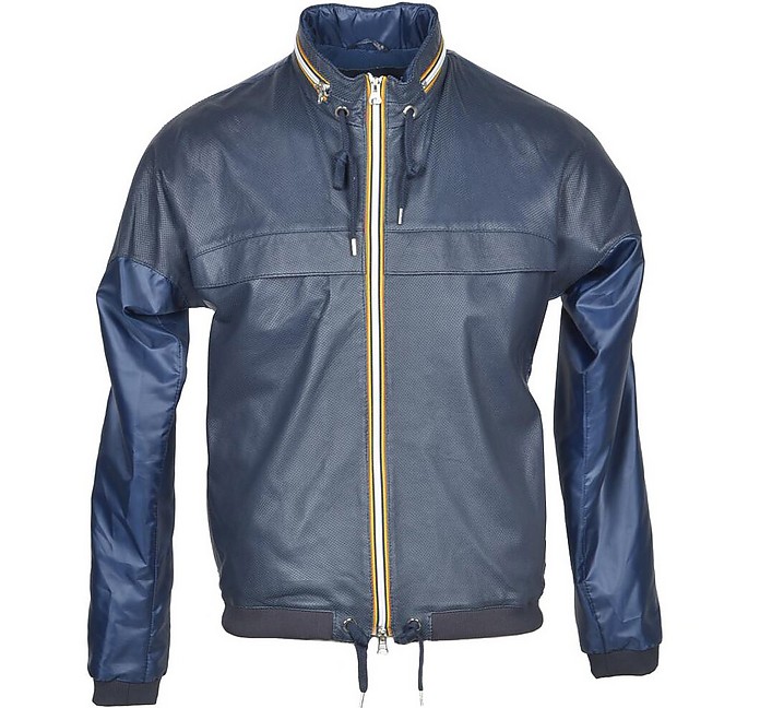 Men's Blue Leather Jacket - Daniele Alessandrini