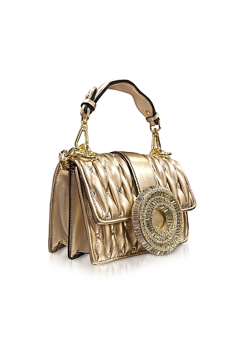 Gio Small Rose Gold Leather & Crystal Handbag展示图