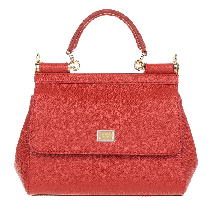 Dolce & Gabbana Mini Bag Sicily Dauphine Leather Red at FORZIERI