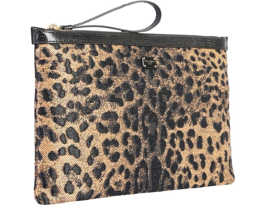 Dolce and Gabbana Leopard Print Coated Handbag