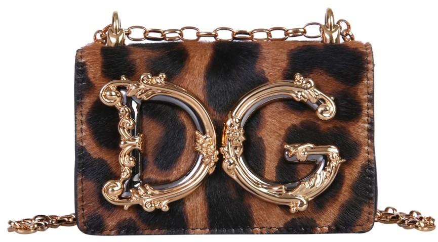 DOLCE & GABBANA DG Girls Leopard-Print Chain Shoulder Bag