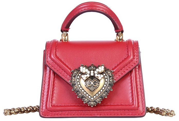 Bright Red Leather Micro Devotion Bag - Dolce & Gabbana