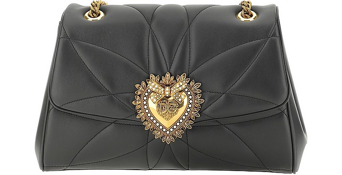 Black Nappa Leather Devotion Shoulder Bag - Dolce & Gabbana
