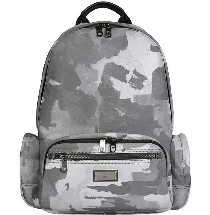 Backpack With Camoflauge Print And Logo - Dolce & Gabbana