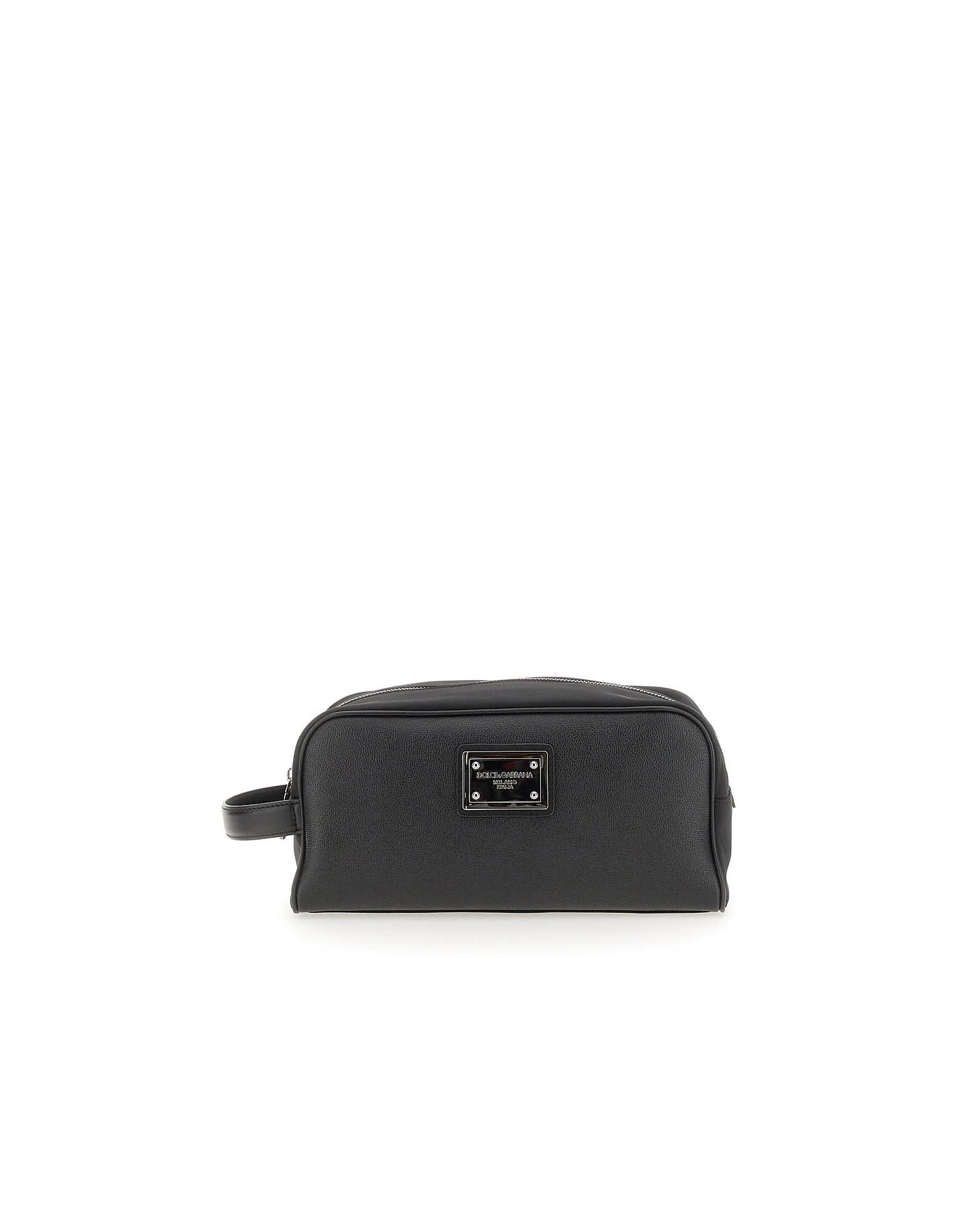 Dolce & Gabbana Designer Men's Bags Necessaire With Logo Plaque In Black