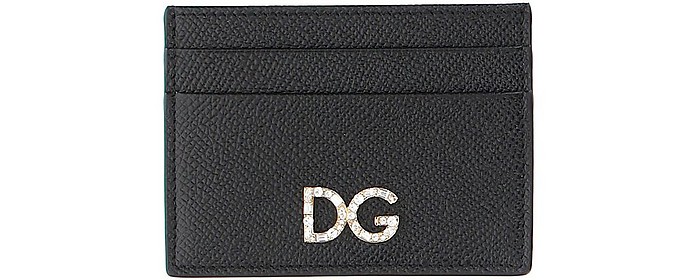 Black Dauphine Leather Card Holder - Dolce & Gabbana
