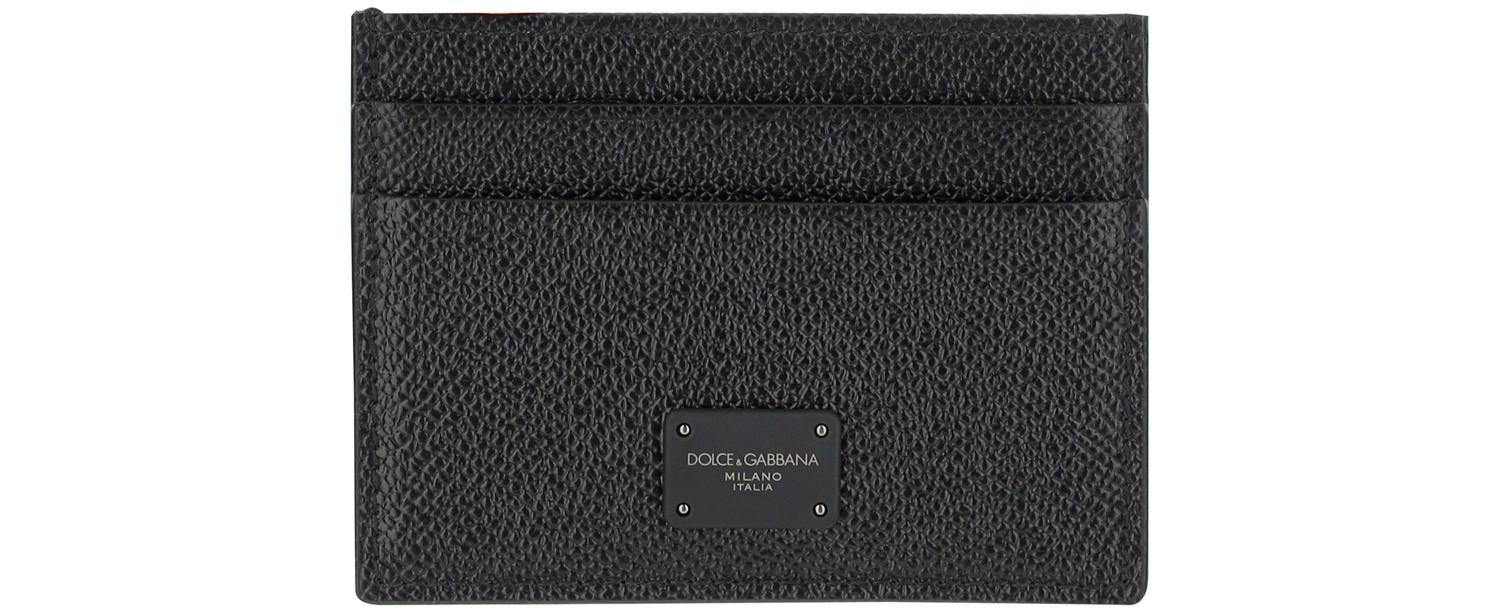 Dolce & Gabbana Douphine Black Leather Card Holder at FORZIERI