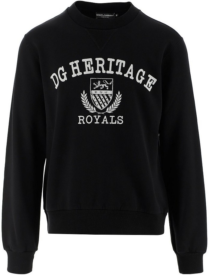 Black Cotton Jersey Men's Sweatshirt - Dolce & Gabbana