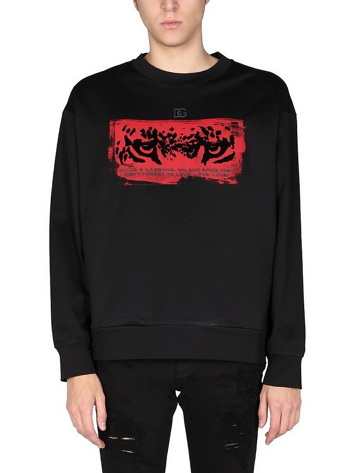 Sweatshirt With Flocked Animal Print - Dolce & Gabbana