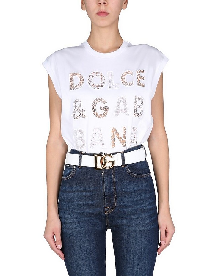 T-Shirt With Embroidered Logo - Dolce & Gabbana