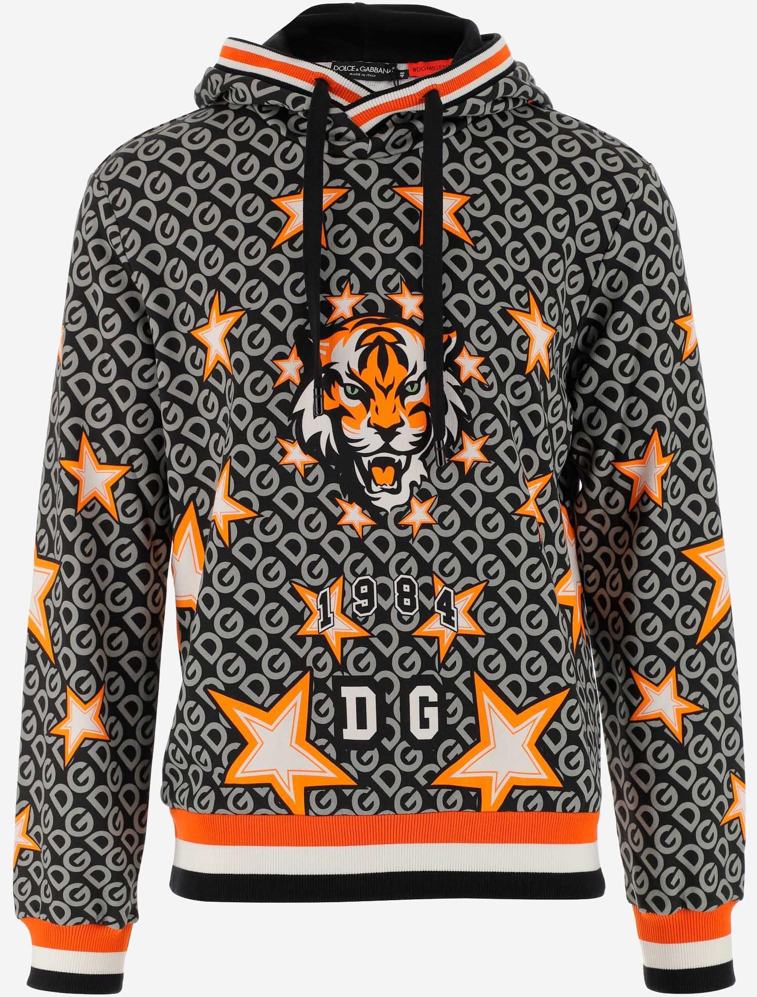 Dolce & Gabbana Men's Jersey Hoodie with DG Print
