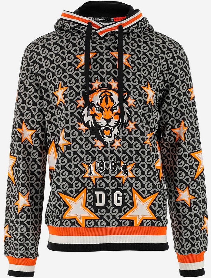 Dolce & Gabbana DG Allover Logo, Stars and Tiger Men's Hoodie 48 