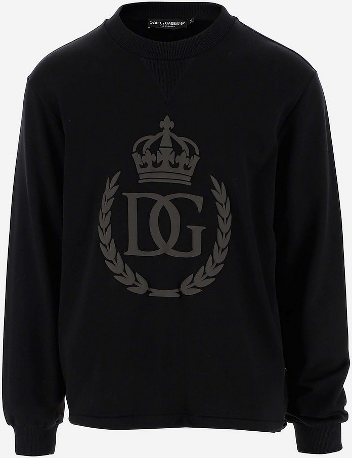 Black Cotton Signature Men's Sweatshirt - Dolce & Gabbana