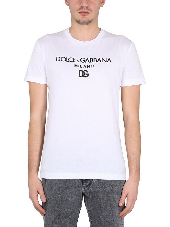 T-Shirt With Logo Embroidery - Dolce & Gabbana żΰ