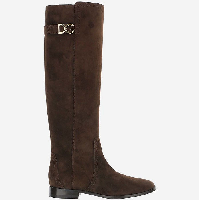 Brown Suede Women's Boots - Dolce & Gabbana