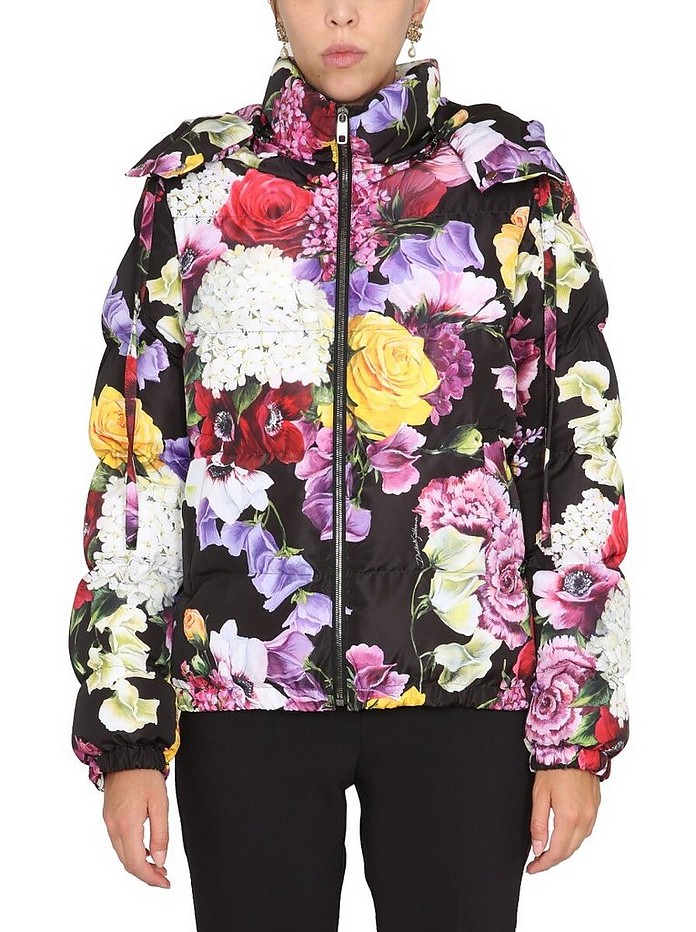 Floral Print Padded Down Jacket - Dolce & Gabbana