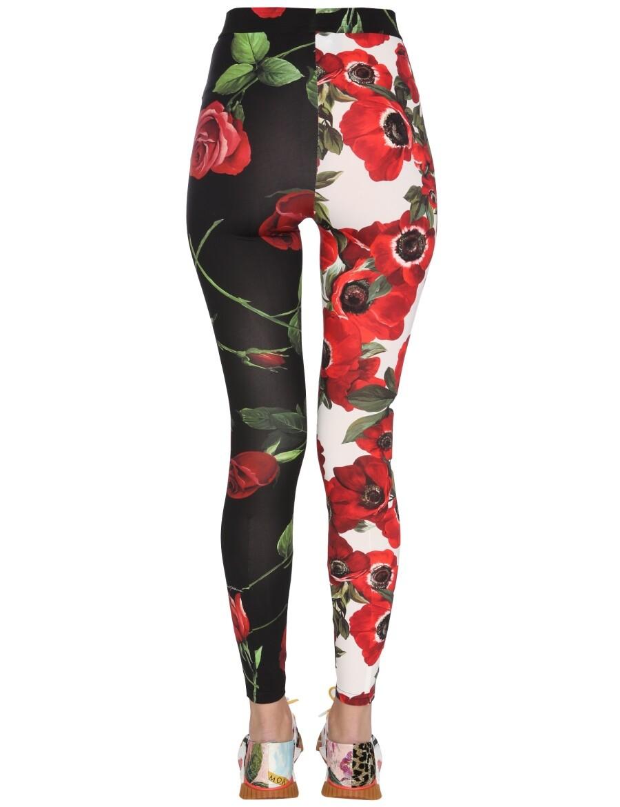 Dolce & Gabbana Leggings With Rose And Anemone Print 38 IT at FORZIERI