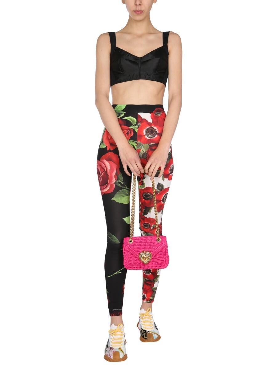 Dolce & Gabbana Leggings With Rose And Anemone Print 38 IT at FORZIERI