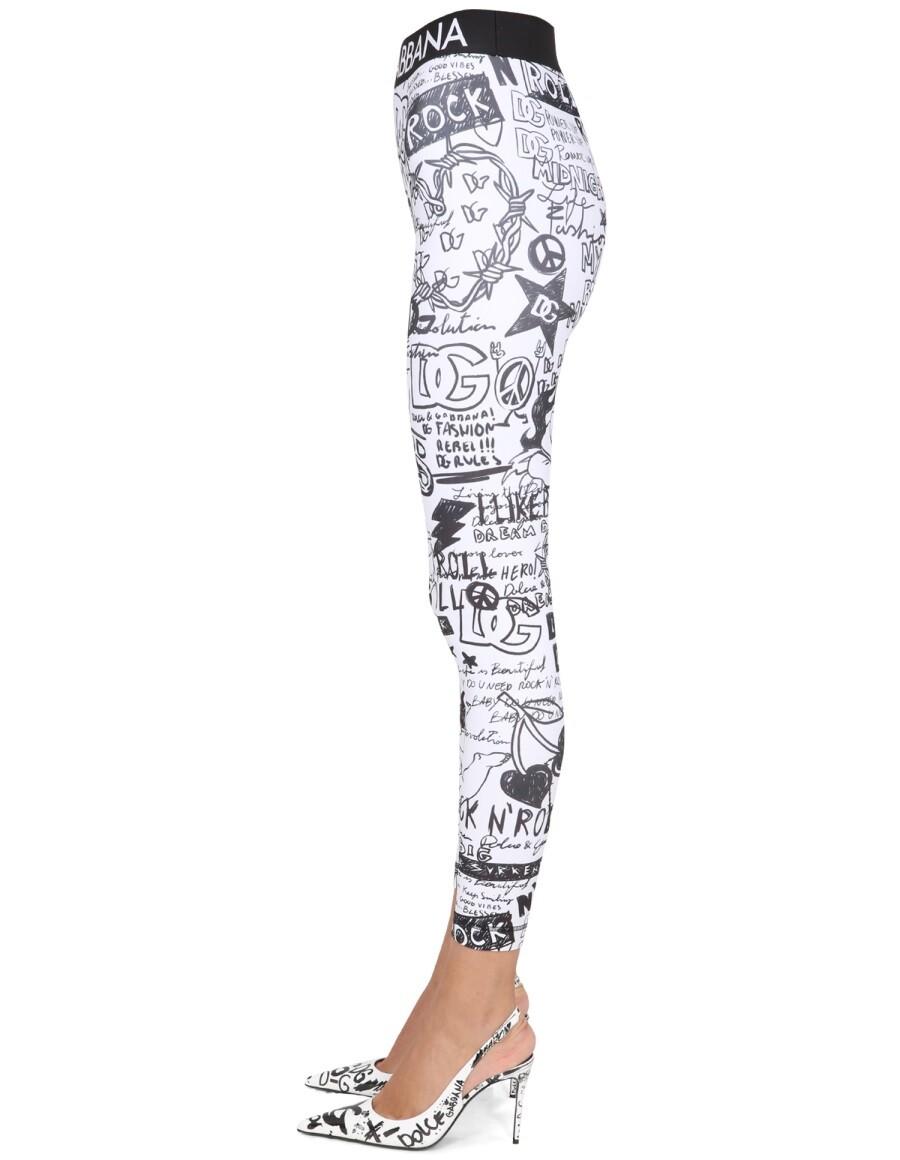 Women's Graffiti Print Leggings by Dolce & Gabbana