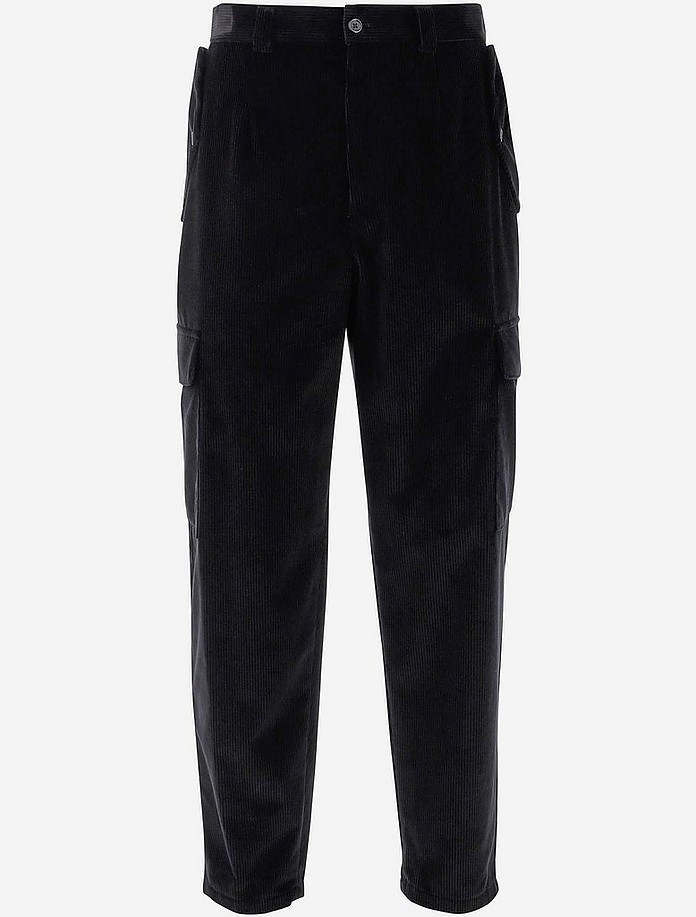 Black Ribbed Cotton Men's Cargo Pants - Dolce & Gabbana / h`F&Kbo[i