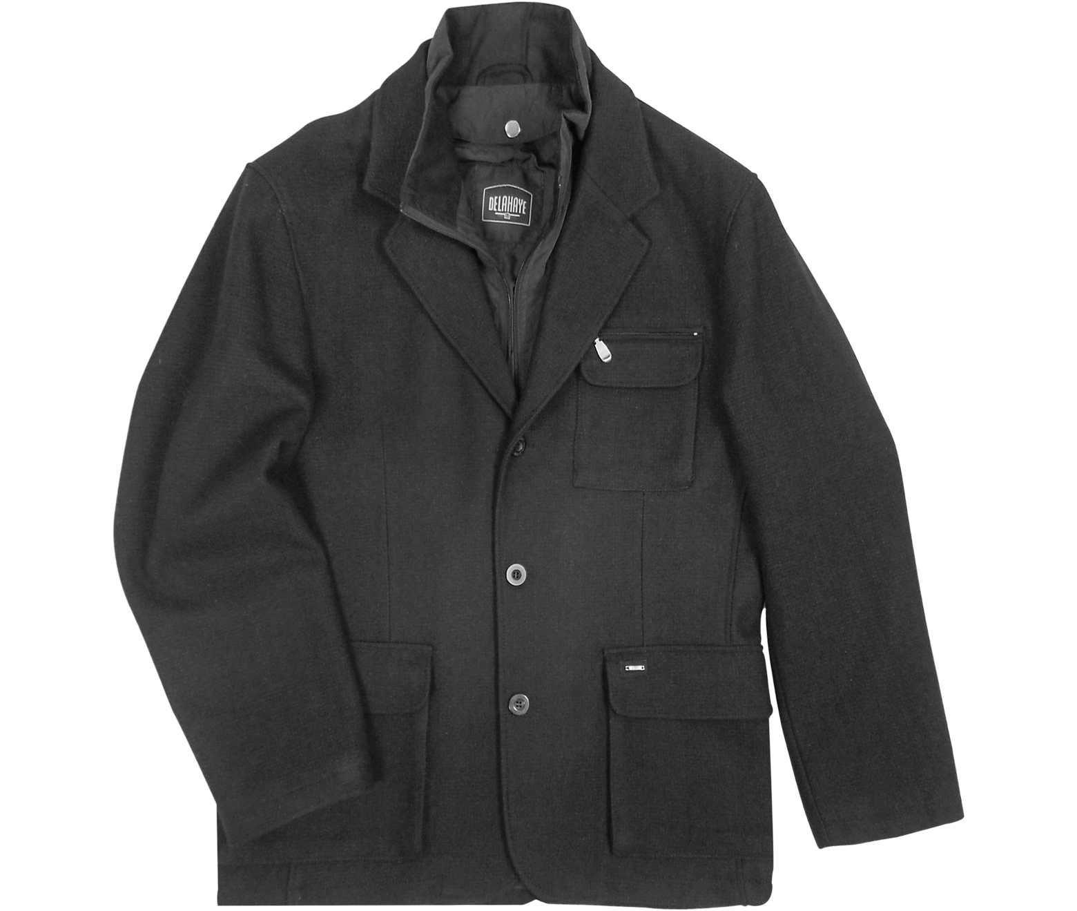 Delahaye Black Wool Three-button Jacket 38