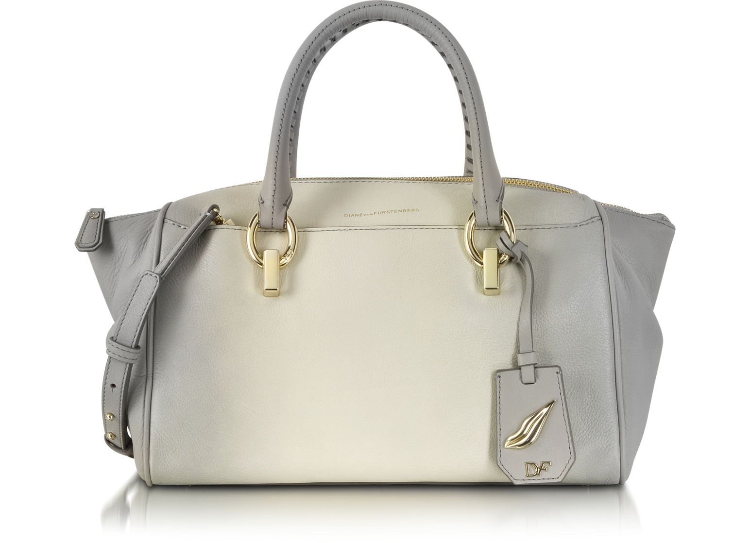Diane Von Furstenberg Parchment/Grey Sutra Ombre Leather Small Duffle ...