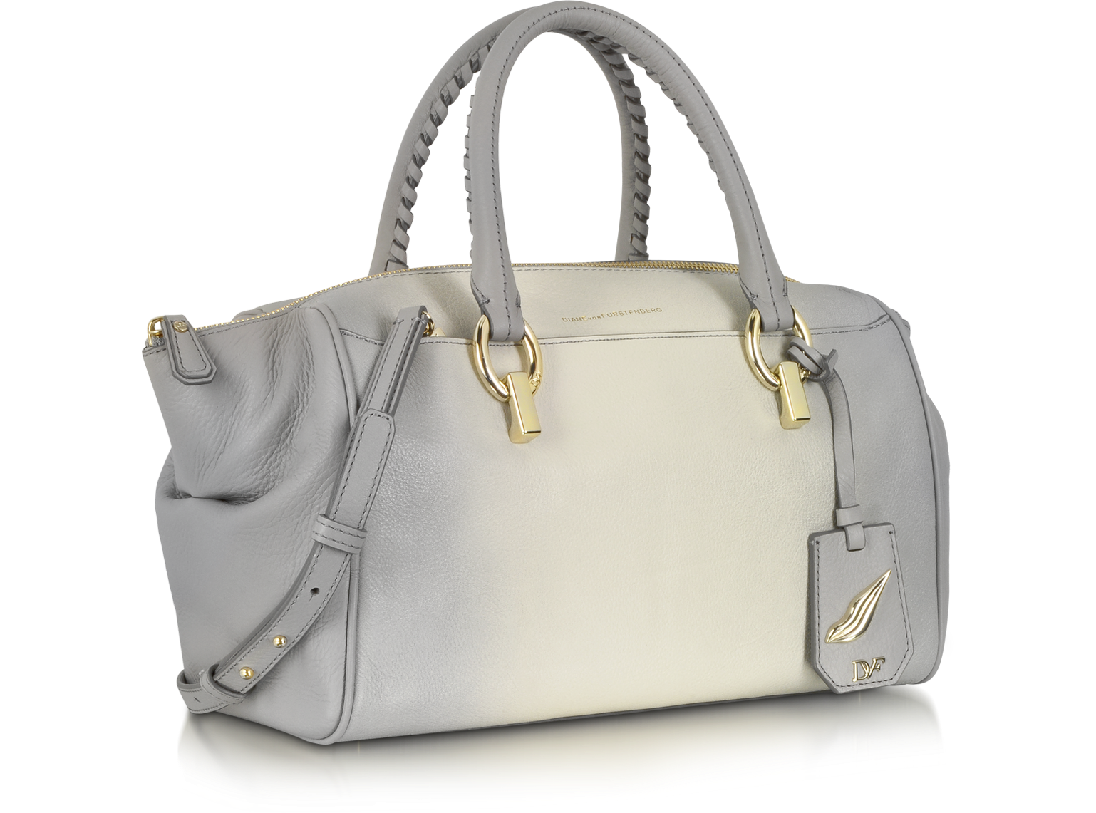 Diane Von Furstenberg Parchment/Grey Sutra Ombre Leather Small Duffle ...