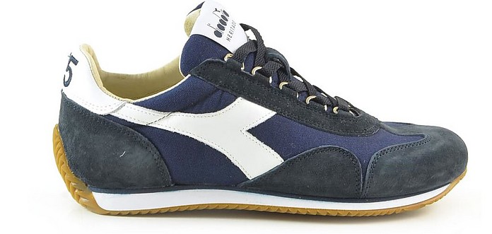 Blue Suede and Nylon Women's Sneakers - Diadora Heritage