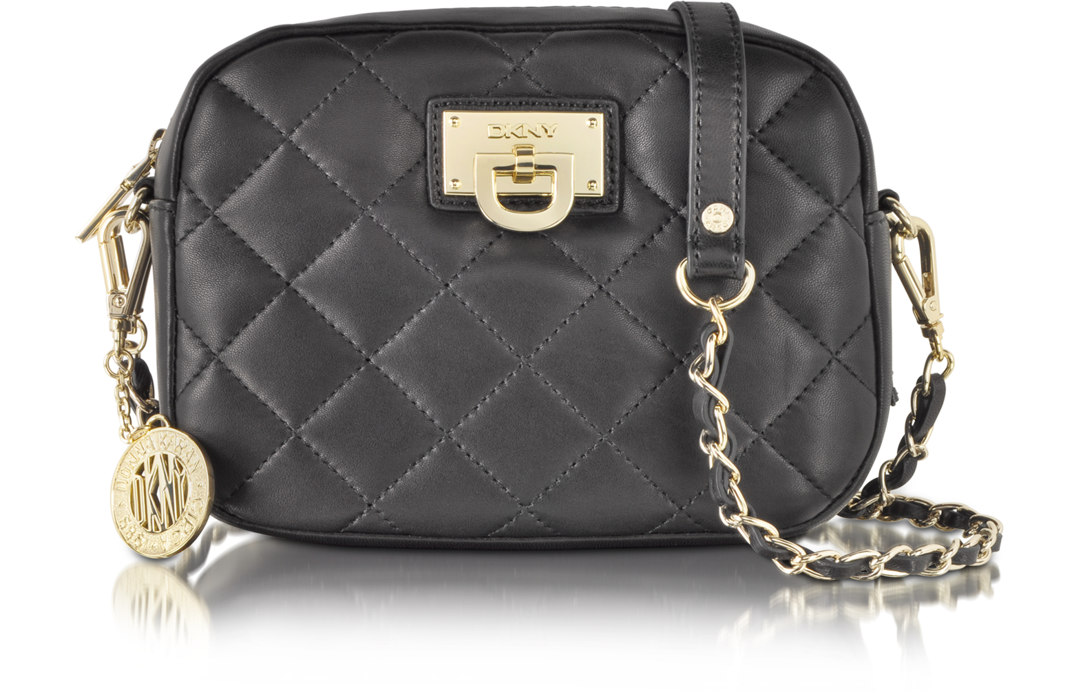 DKNY Black Gansevoort Quilted Nappa Leather Camera Bag at FORZIERI