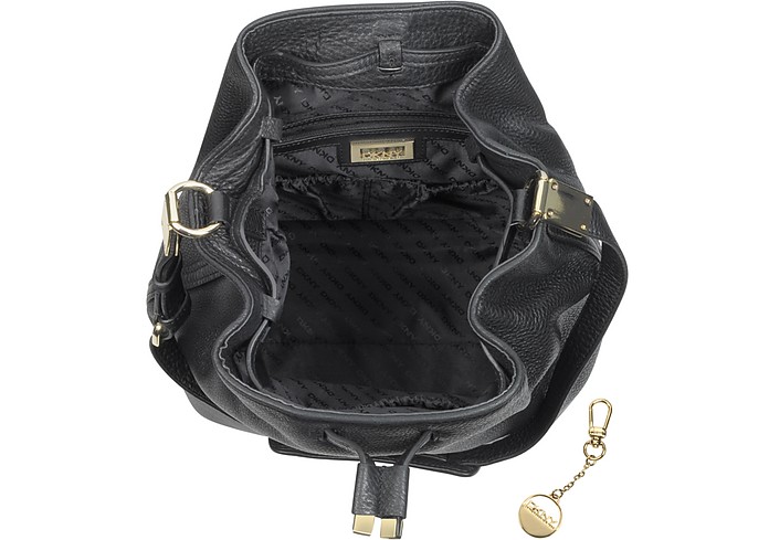 DKNY Black Leather Bucket Bag at FORZIERI