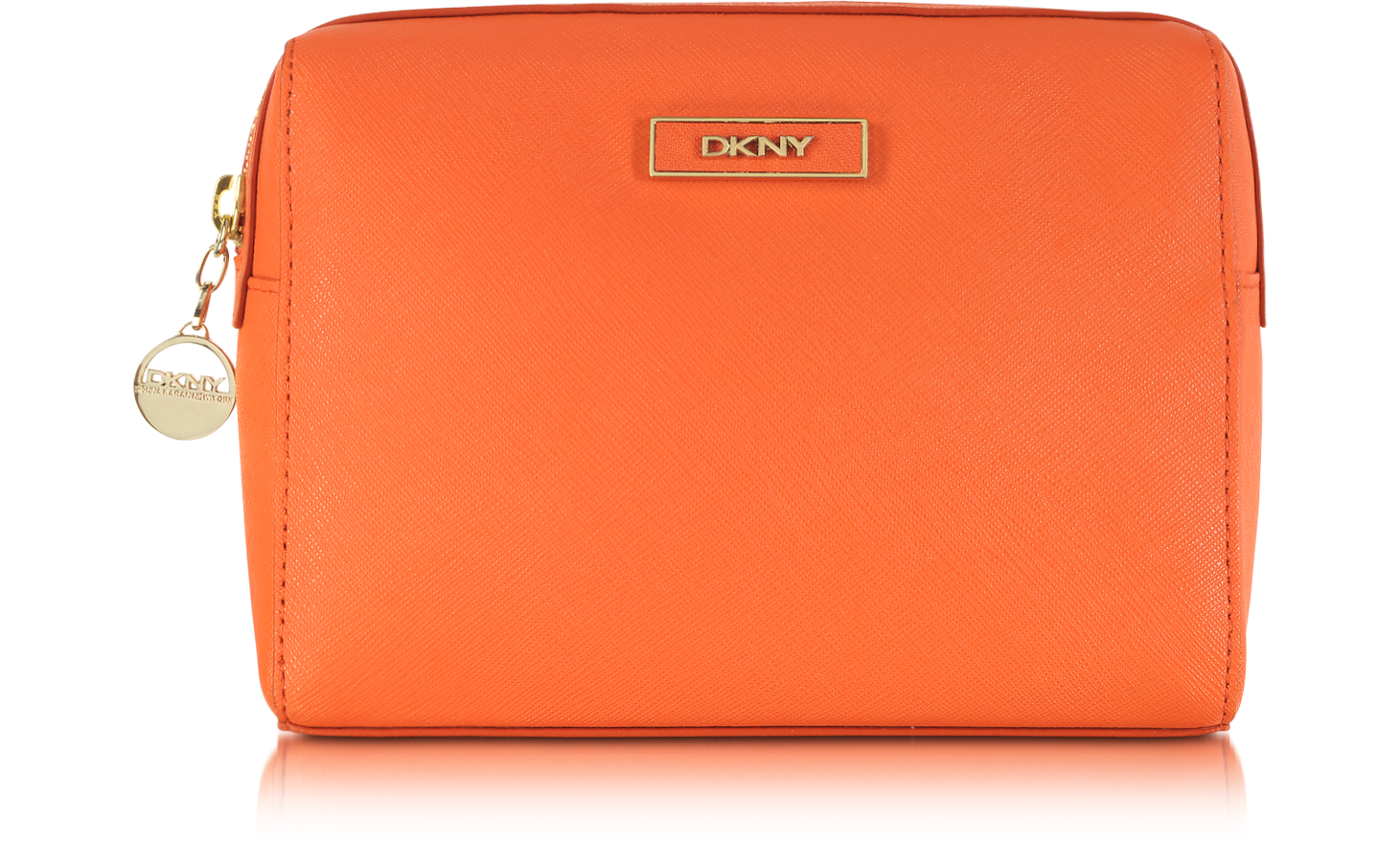 DKNY Orange Saffiano Leather Cosmetic Case at FORZIERI