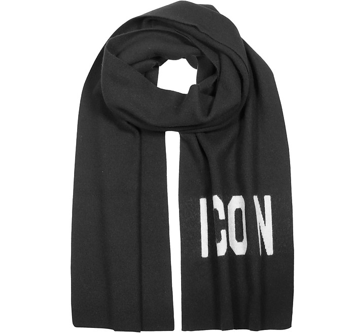 Woven Icon Logo Wool Knit Scarf - DSquared
