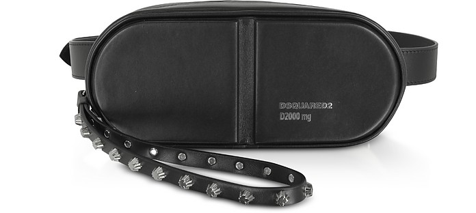 Black Studded Calf Leather Pills Belt Bag - DSquared