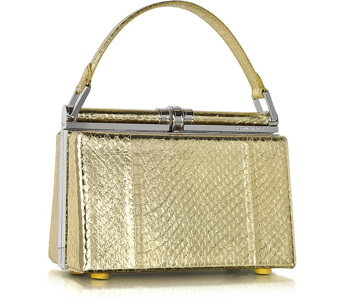 DSquared2 Metallic Gold Ayers Mini Handbag w/Frame at FORZIERI