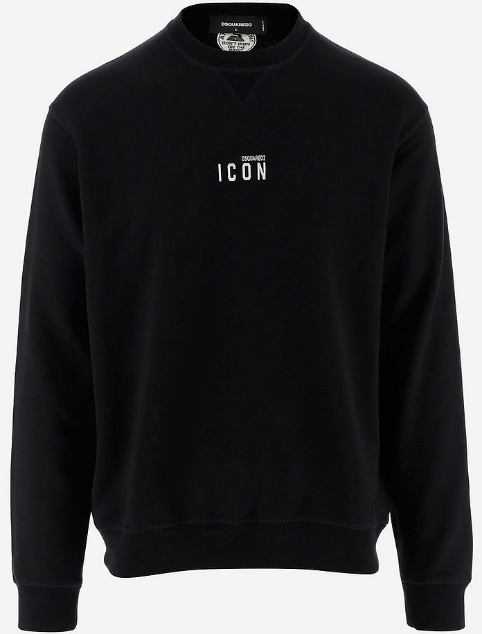 Black Cotton Icon Print Men's Sweatshirt - DSquared