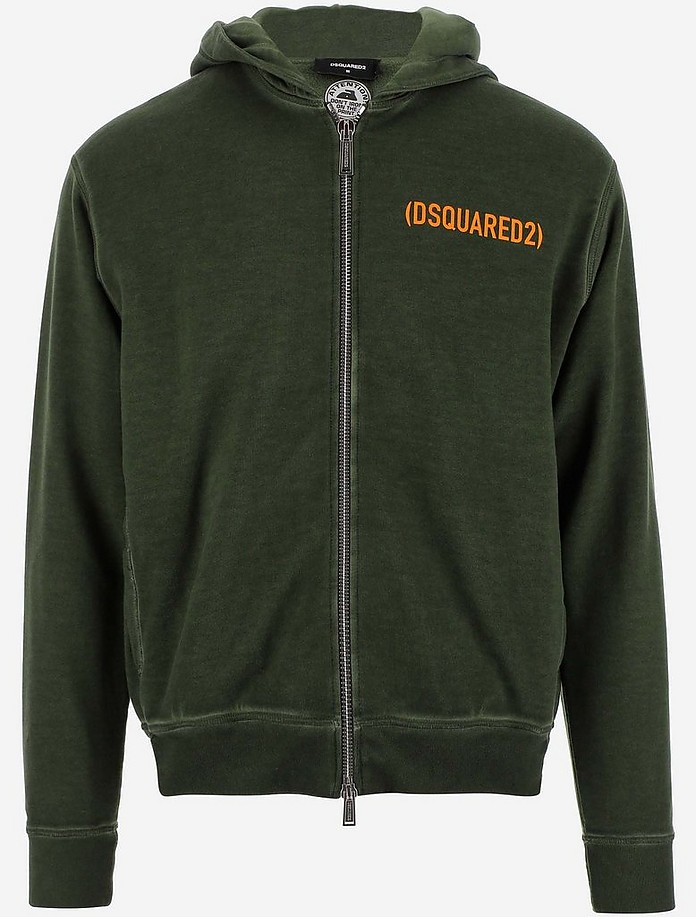 Melange Green Cotton Jersey Men's Sweatshirt w/zip - DSquared2