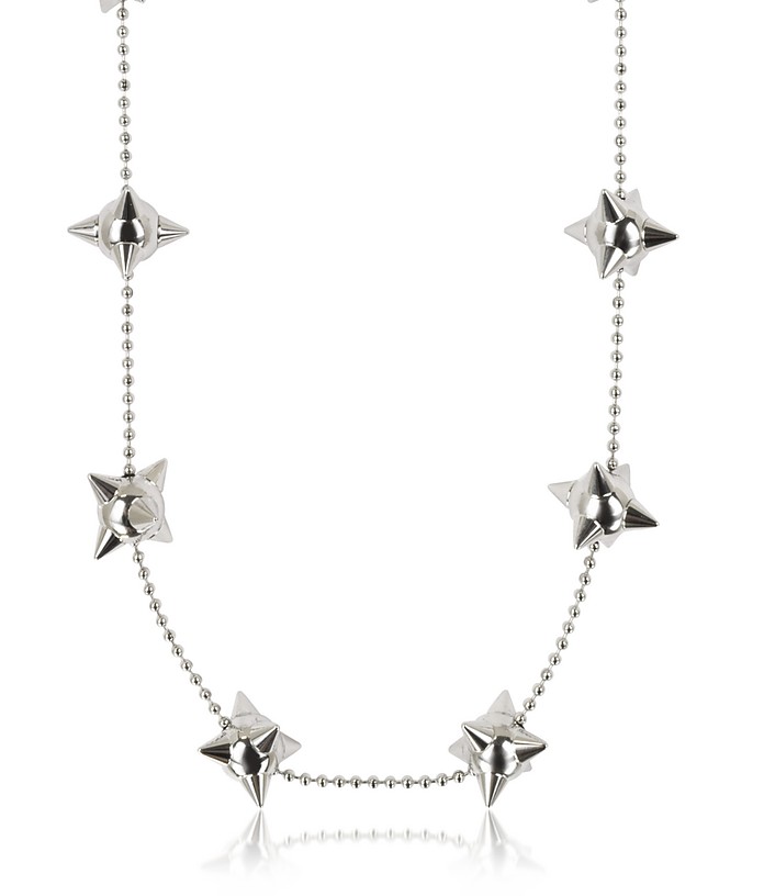 Pierce Me Palladium Plated Metal Spiked Chain Necklace - DSquared