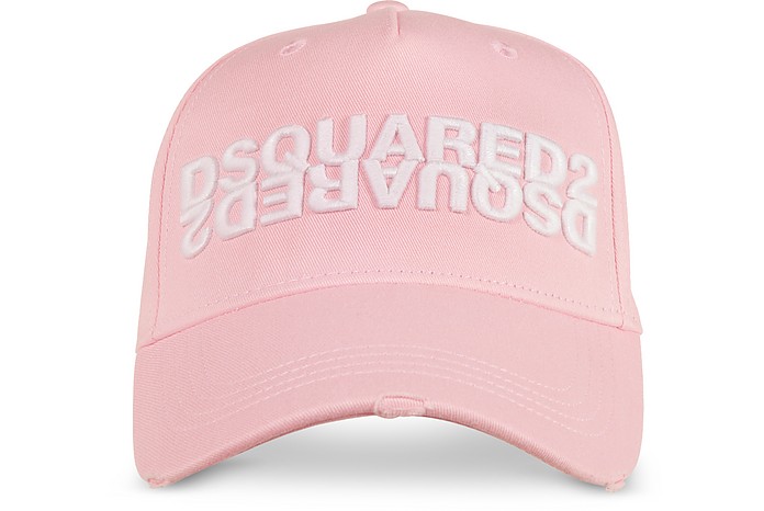 Pink Gabardine Cotton Mirror Logo Baseball Cap - DSquared2