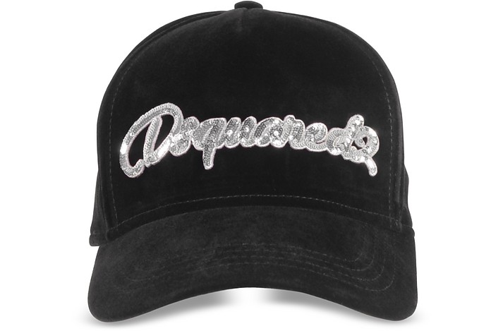 Cappello da Baseball in Velluto con Logo in Glitter - DSquared2