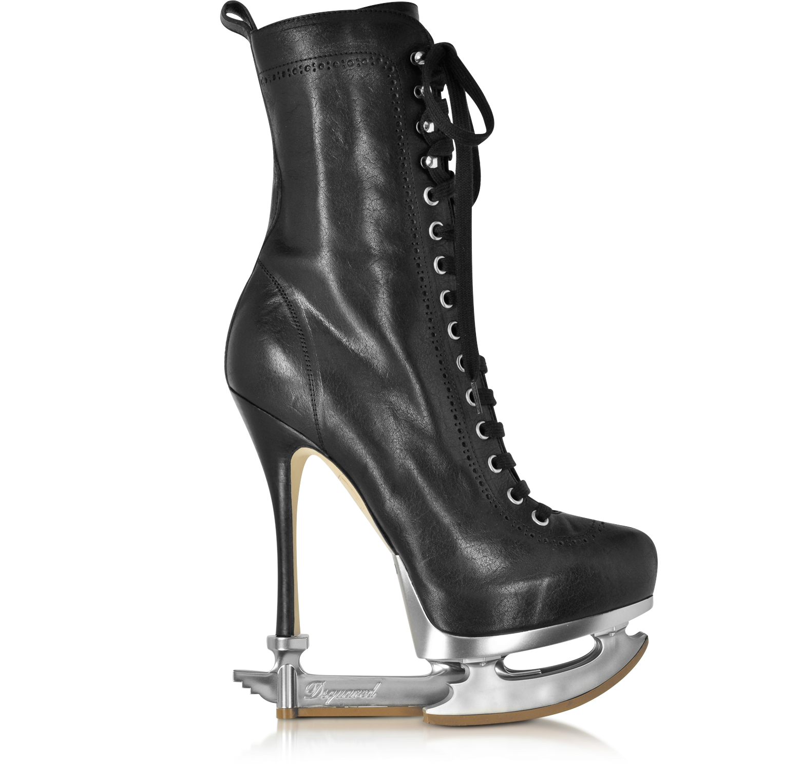 DSquared2 Ice Skate Black Leather Ankle Boot 38 IT/EU at FORZIERI