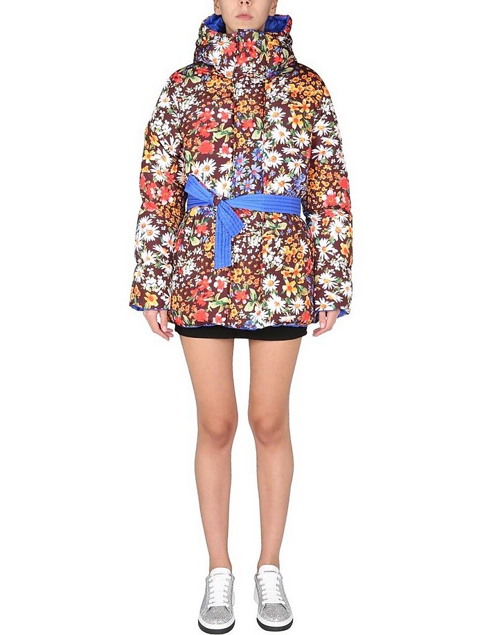 DSquared2 Puffer Down Jacket With Floral Print 38 at FORZIERI