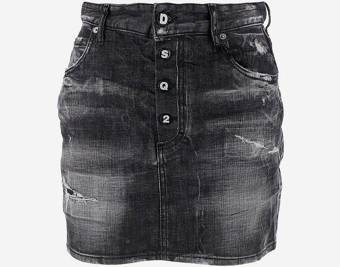 Black Cotton Denim Women's Mini skirt - DSquared2