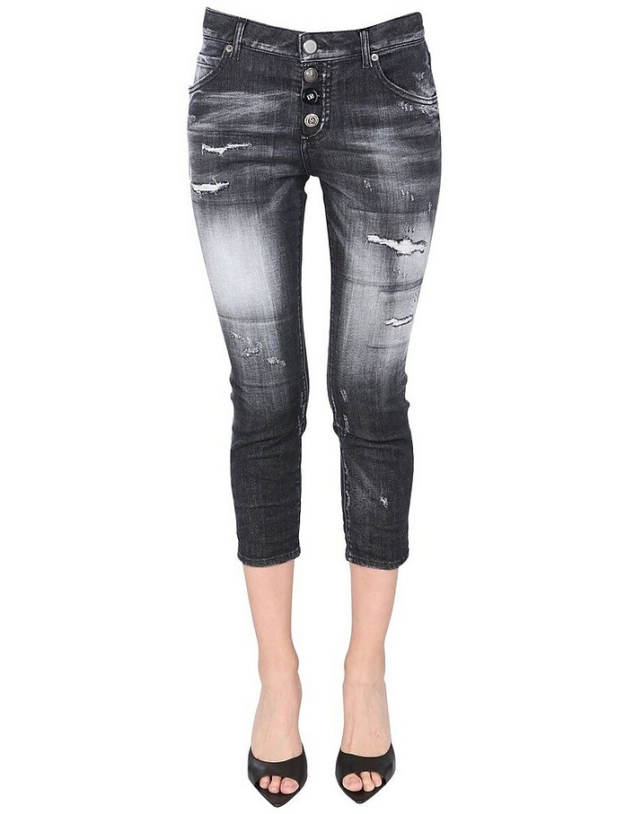 Cool Girl Cropped Destroyed Jeans - DSquared Dη