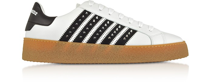 White Studded Leather Men's Sneakers - DSquared