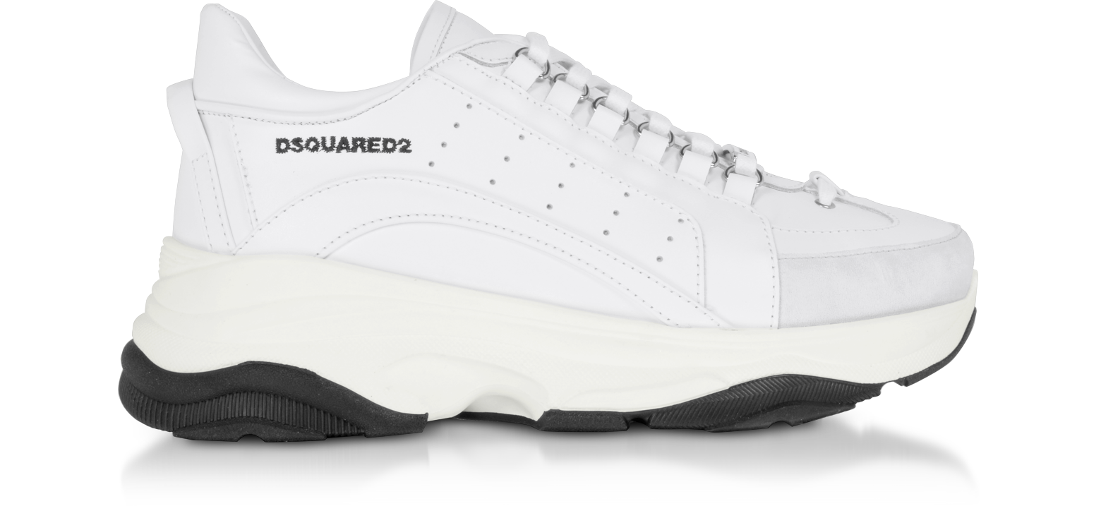 DSquared2 High Sole White Leather Men's 