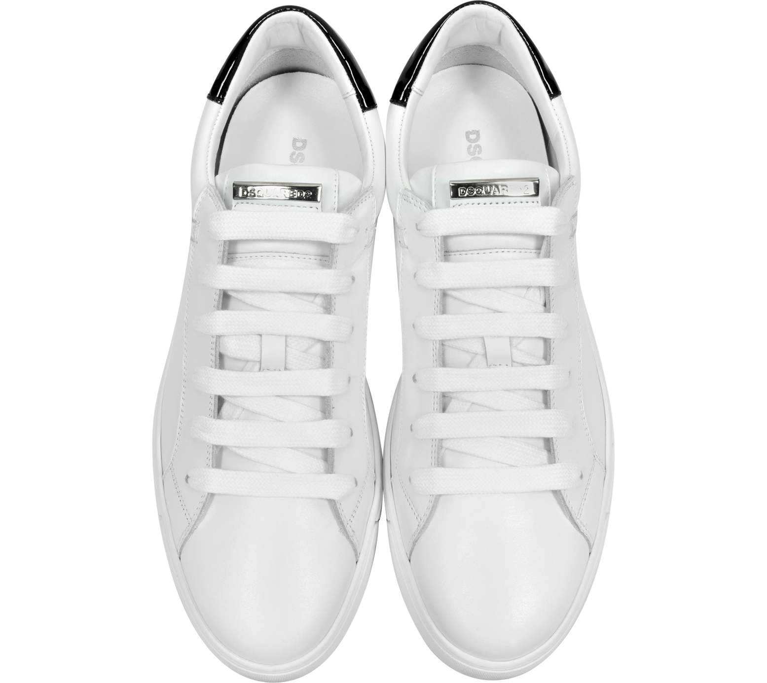 DSquared2 Tennis Club White Leather and Black Patent Leather Men's ...