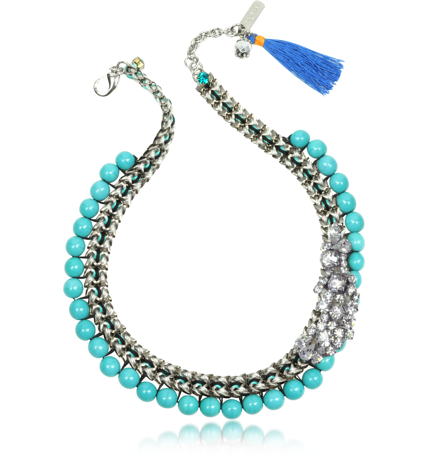 Radà Turquoise Glass Pearl And Crystal Brass Necklace At Forzieri